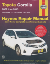 Toyota Corolla  2007-2015 haynes Service Repair Manual 